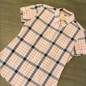 Wildfang Plaid Button Down Shirt - Pink and Navy